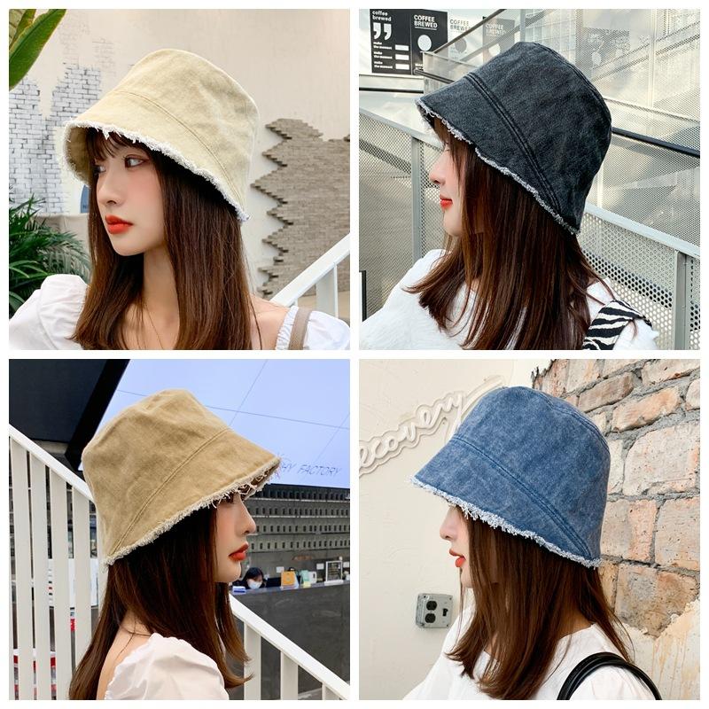 Джинсовая панама с индивидуальной окантовкой, женская корейская модная универсальная повседневная шляпа от солнца
