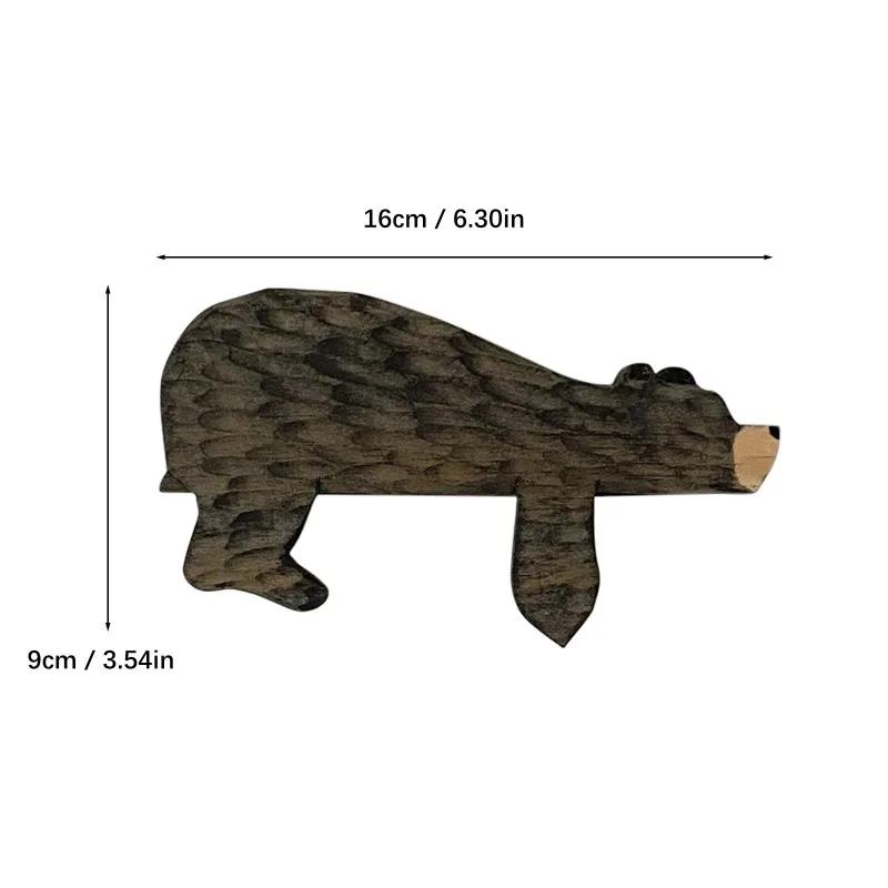 Wooden Cartoon Bear Door Top Hanging Art Decoration Ornament As Corner Sculpture Decor In Home or Office Decorative Figurines