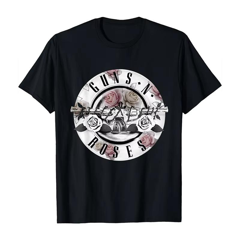 2025 Новые Guns N 'Roses Рок Панк Американский Оверсайз Хай Стрит Мужская и Женская Летняя Хлопковая Американская Удобная Футболка