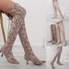 Осенне-зимняя модная новая женская обувь выше колена со змеиным принтом большого размера