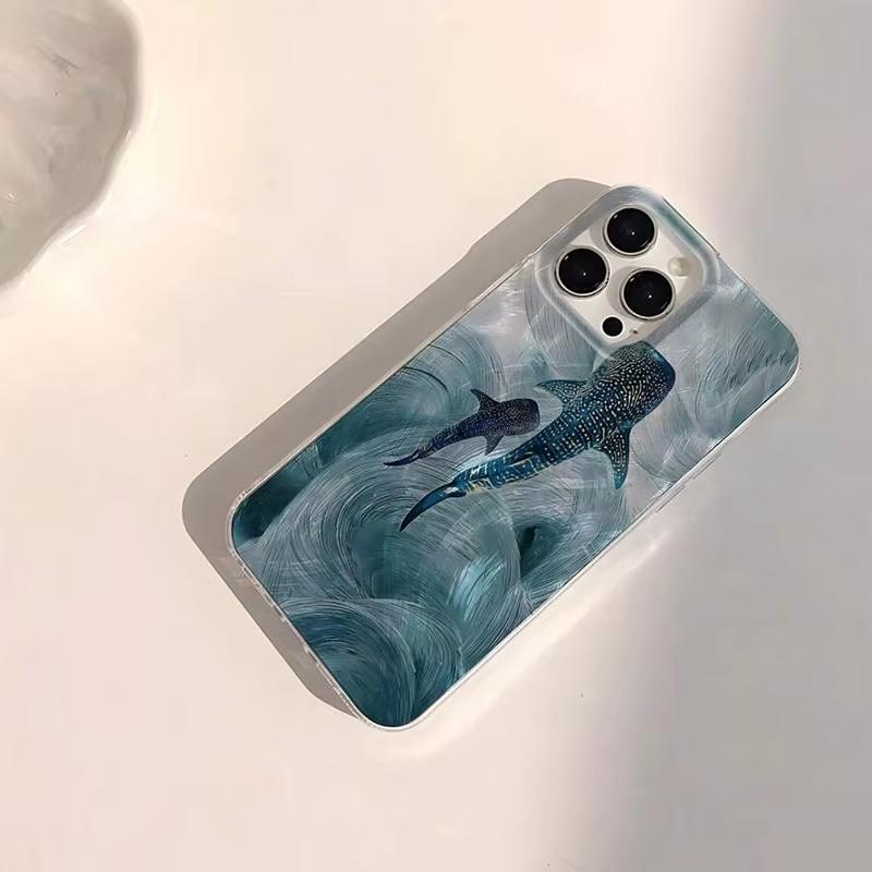 Чехол для телефона с дизайном Акула Кит Океан Для iPhone 11 12 13 14 15 16 Pro Max 7 8 Plus X Xs Max XR SE2 16E Ударопрочный Бампер
