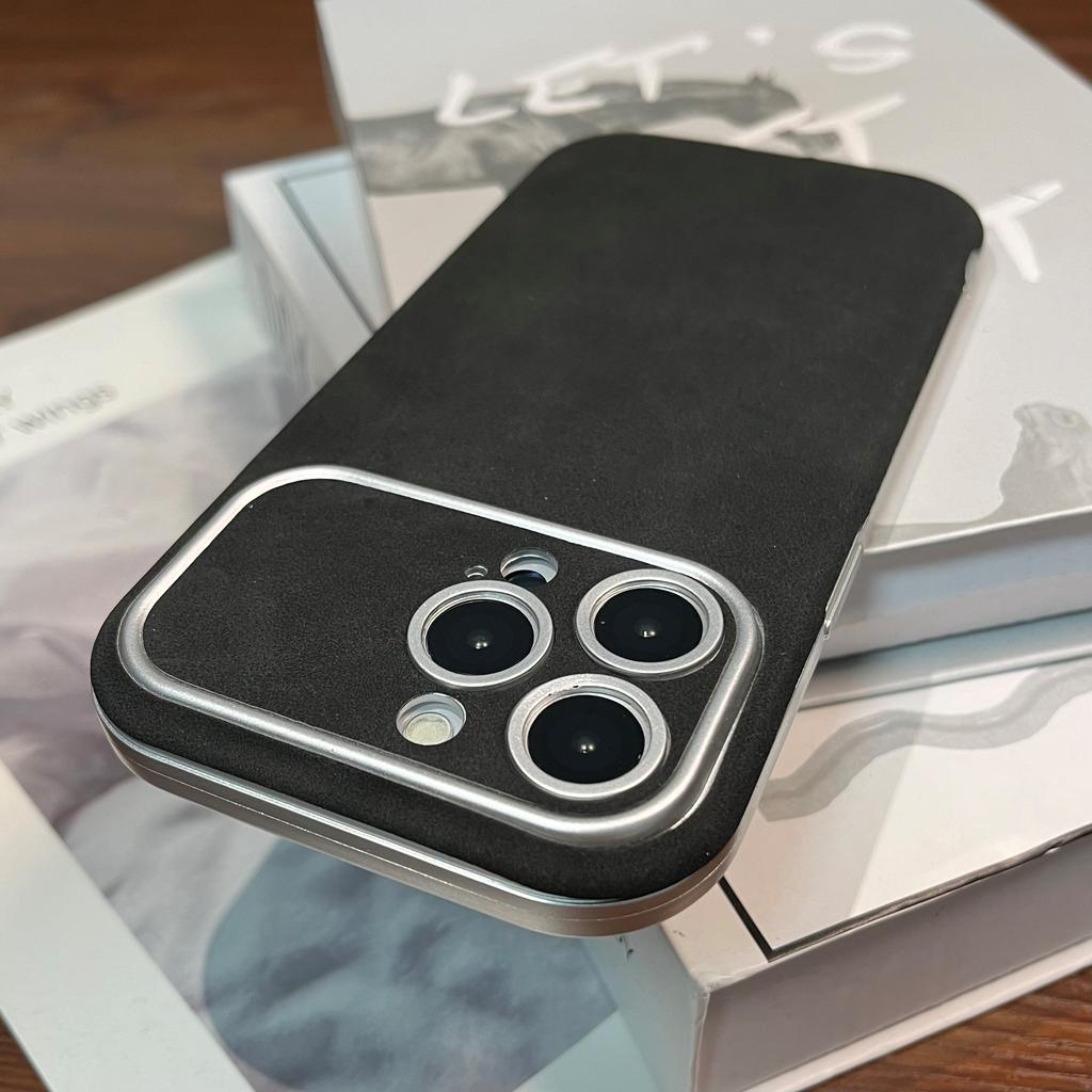 Matte Suede Leather Phone Case For iPhone 16 15 14 13 12 11 Pro Max Plus Lambskin Camera Protection Shockproof Bumper Soft Cover