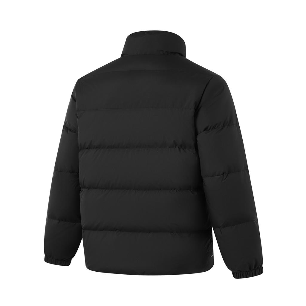 Li-Ning Water-Resistant Solid Color Stand Collar Zipper Comfortable Casual Versatile Short Winter Down Jacket Men Jacket Black AYMU097-1