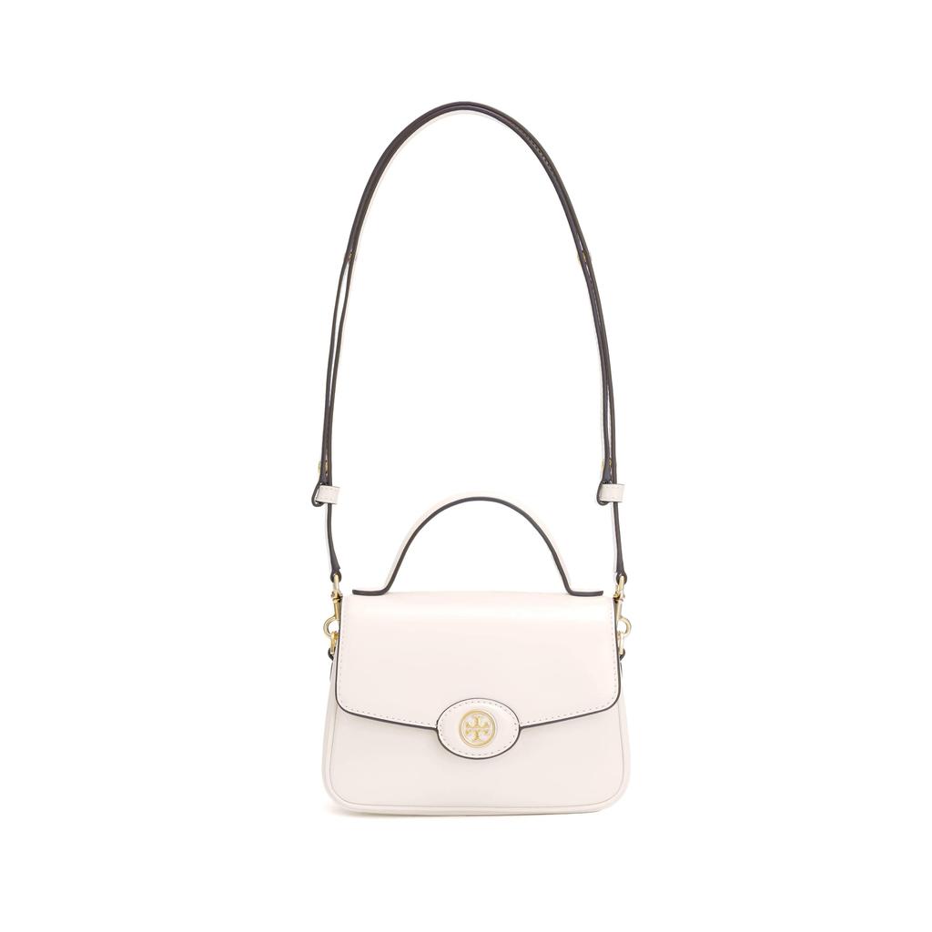 TORY BURCH Robinson Calfskin Leather Shoulder Bag , Crossbody Bag , Handbag Small Women's Light Cream White (Unisex) Handbags