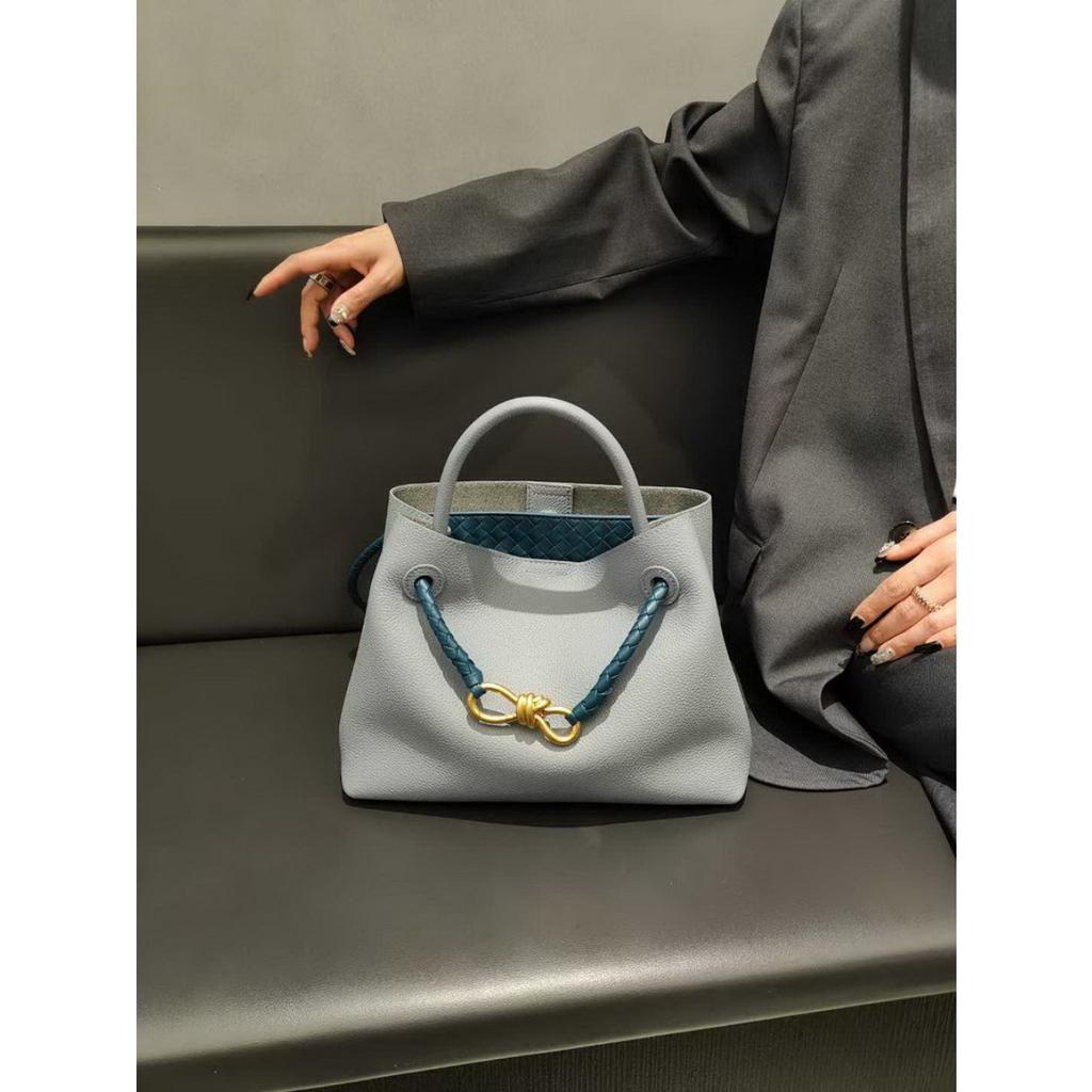 2026 Новая женская кожаная сумка первый слой коровья кожа ретро плетеная бабочка пряжка одно плечо диагональная сумка