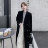 МОДА черный костюм шерстяной пиджак женский 2024 новый зимний корейский стиль Хепберн стиль темперамент длинное шерстяное пальто Одежда