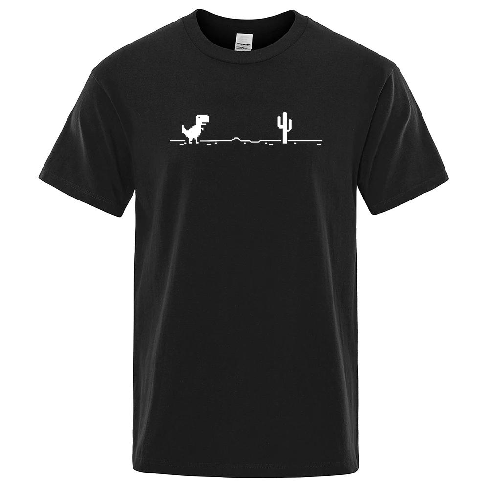 Men's T-shirt Printed dinosaur cactus funny top Men's Summer cotton T-shirt Casual o Neck T-shirt Street wear basic top
