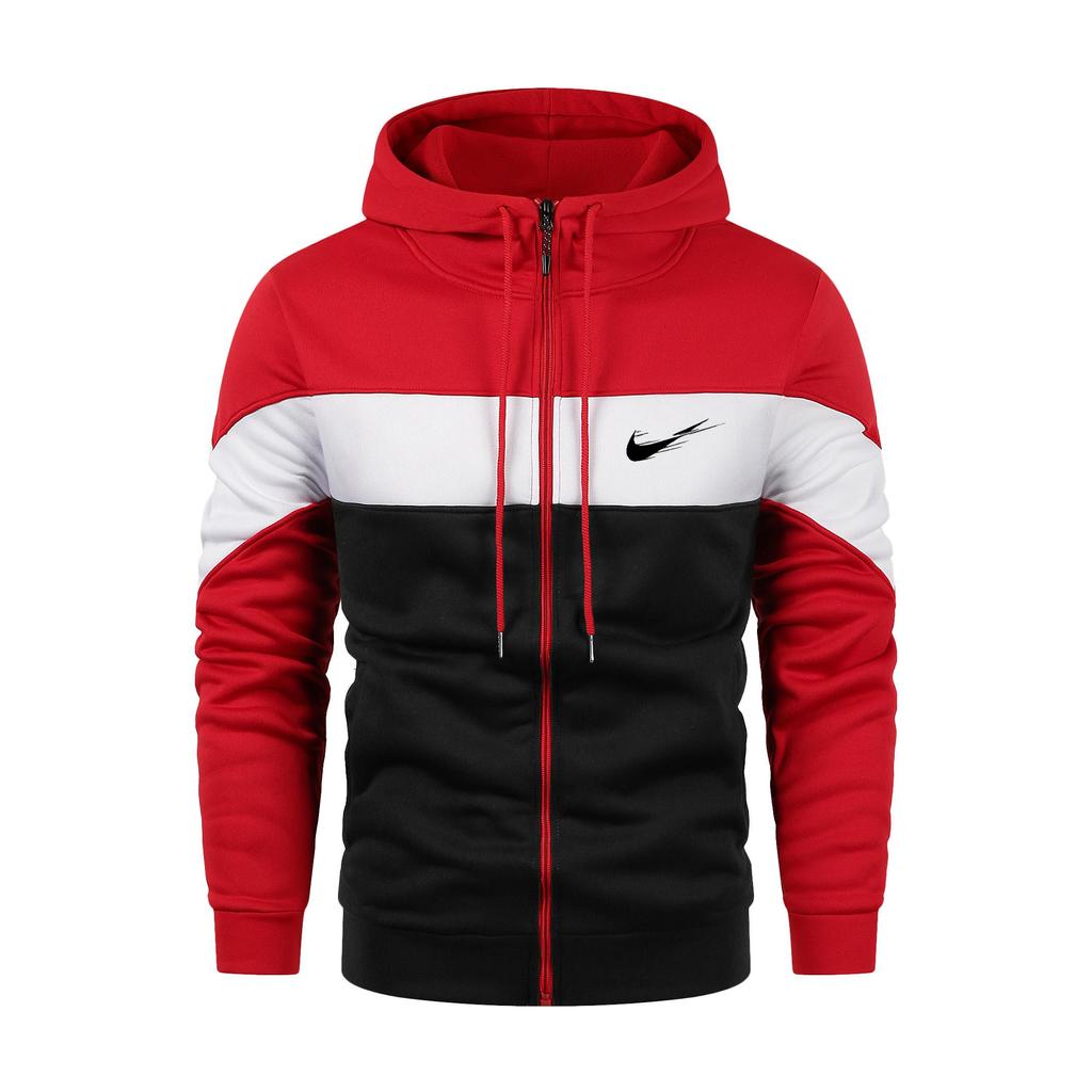 2024 Мужская осень и зима Новая толстовка с капюшоном на молнии с разноцветным принтом больших размеров