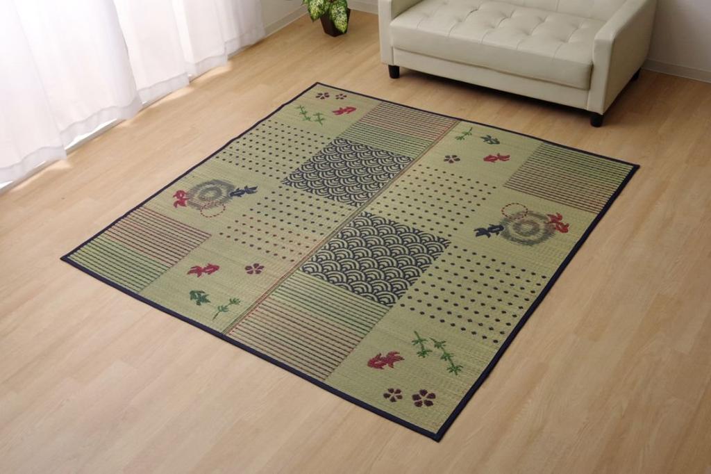 IKEHIKO Igusa Rug/Carpet, DX Goldfish Design, 3-Tatami Size, Rectangular, Approx. 176 x 230cm, Backed with Cypress, #8165310