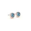E538 Aqua 6mm Austrian Crystal Rose Gold Earrings