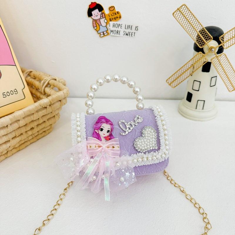 Belle Cinderella Girl Crossbody Shoulder Bag Cute Pearl Accessory Purse