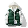 Men's New Cotton Coat Winter Thickened Down Cotton Coat Fake Two-piece Trendy Hooded Casual Teen Men