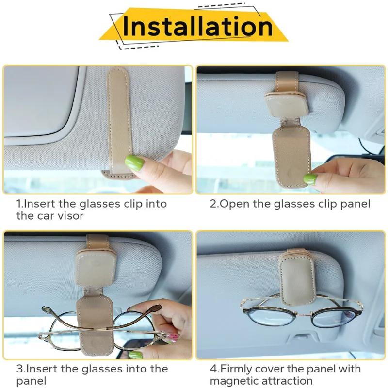 Автомобильный солнцезащитный козырек, держатель оправы солнцезащитных очков, автомобильный футляр для хранения, магнитная вешалка для солнцезащитных очков, зажим для билетов, карточек, крепление для очков, подставка