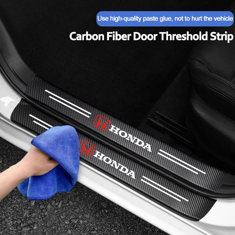 CKBSX1 5Pcs Carbon Fiber Car Door Sill Sticker Auto Threshold For Honda Civci FIT CRV Accord Jazz HRV Dio Stepwgn Prelude Insight