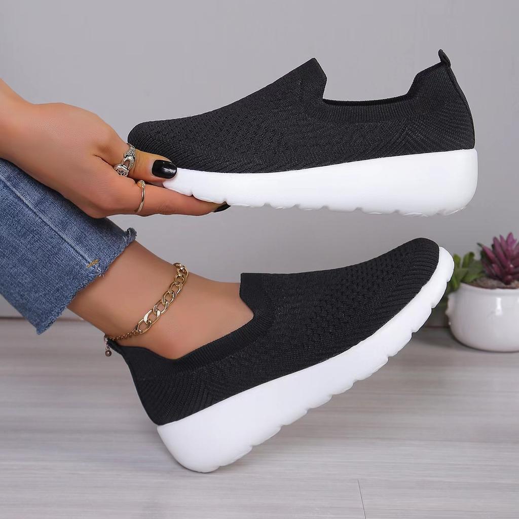 Fashion Shoes Woman 2024 Trend Sneakers Breathable Knit Slip-on Thick Bottom Comfor Light Sport Shoe Zapatillas Deportivas Para Mujeres