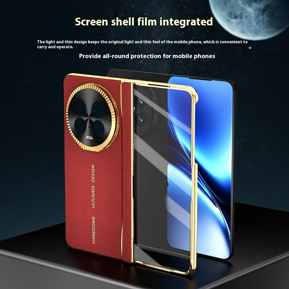 Для Oppo Find N5 5G Магнитный чехол PU+PC Чехол для телефона Встроенная защита экрана с подставкой для линз