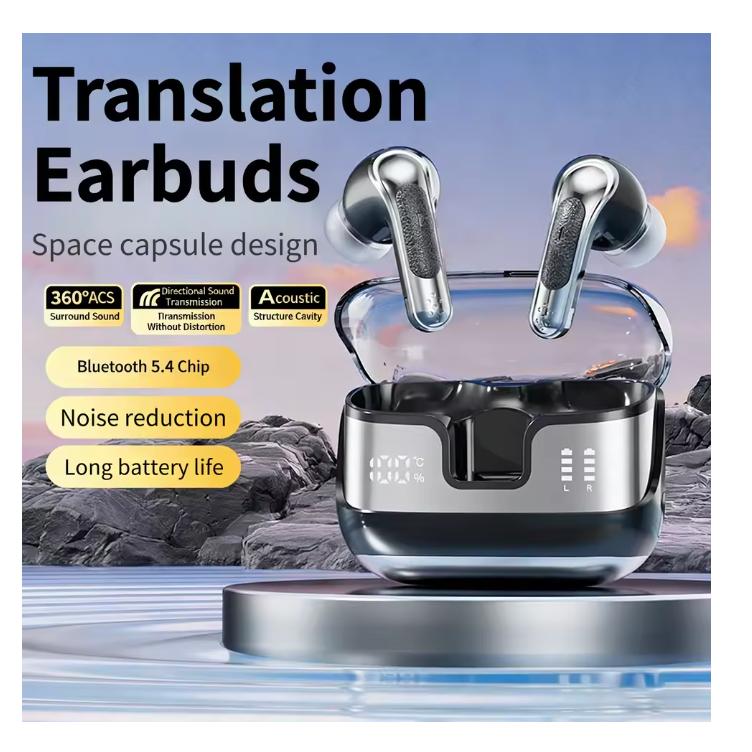 2026 New TWS Bluetooth 5.4 Earphones AI Translation Noise Reduction HiFi Headphones Translator Earbud Long Battery Life Headset