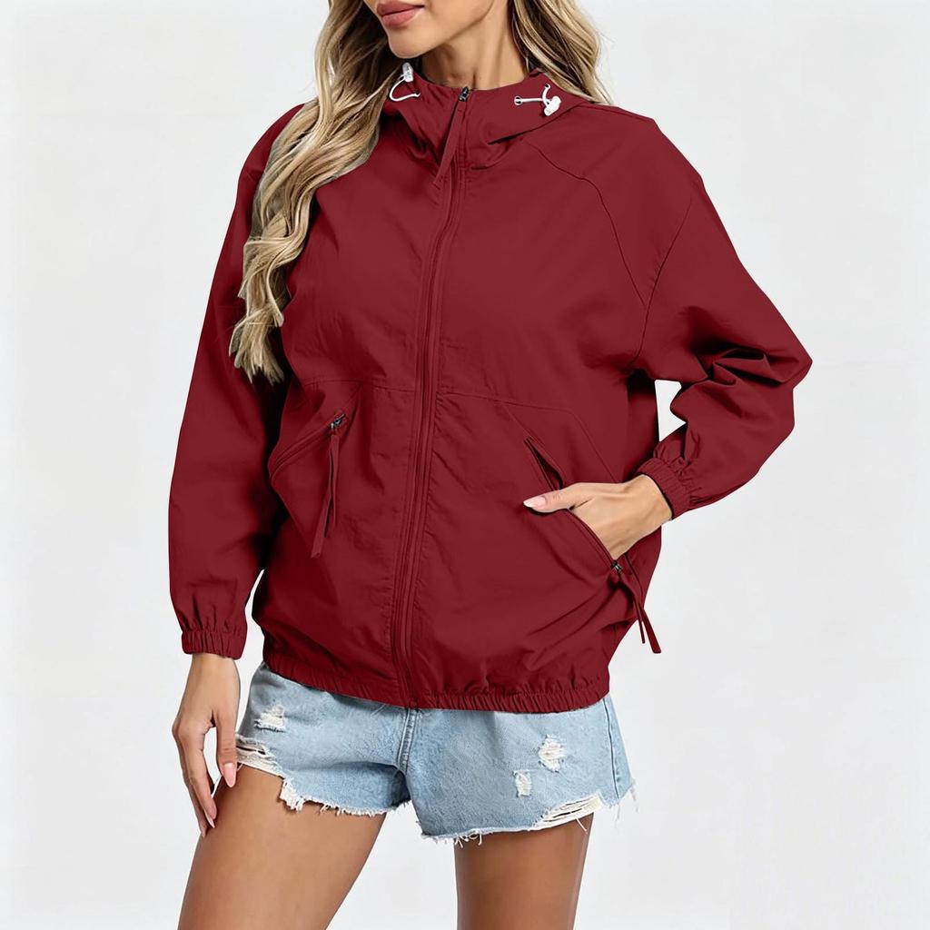 Женская повседневная ветровка на молнии с капюшоном, легкая, для активного отдыха, хайкинга, путешествий