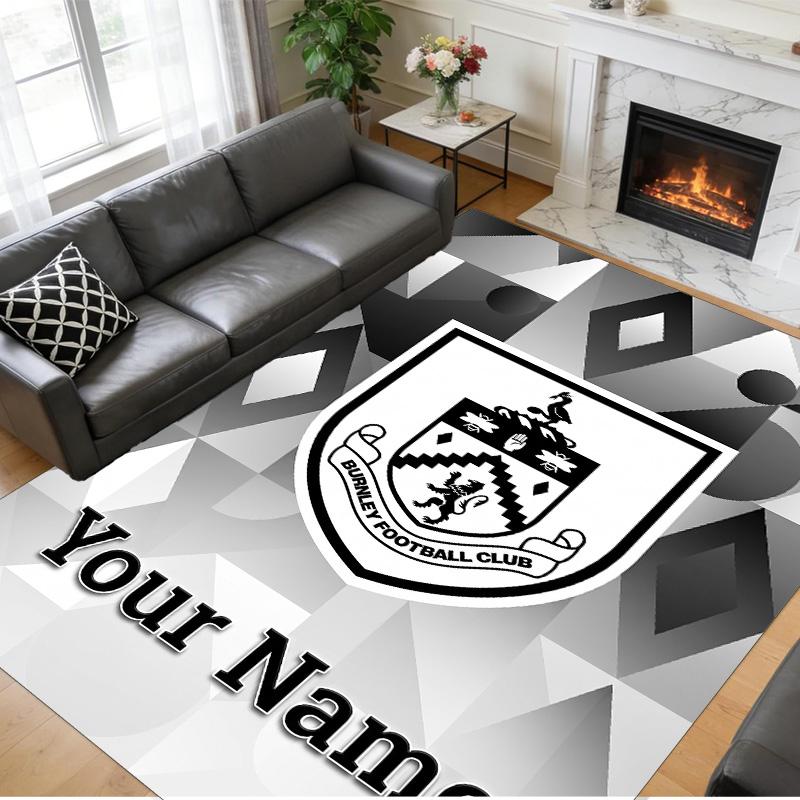 Crystal Velvet Rug Custom Name Text, Soft Non Slip Floor Mat Home DecorBurnley Football