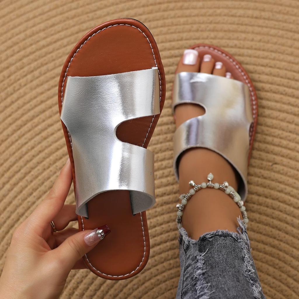 2024 Летние женские тапочки на плоской подошве с открытым носком, ретро, размер плюс 43, женские шлепанцы, повседневная пляжная обувь для отдыха, женские сандалии