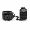 Black Leather Handcuffs Ankle Wrist Cuffs Collar Leash   Restraints Kit Restraint Kits & Sets