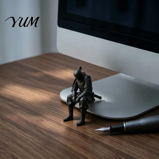 Warrior Statues for Home Decor 3D Printed Contemplative Figurine, Seated Edge Sitting Statue, Unique Resin Sculptures Table Desktop Ornament