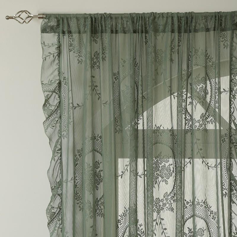 French Floral Lace Sheer Curtain Semi-Sheer Window Drapes Living Room Bedroom Balcony 1pc