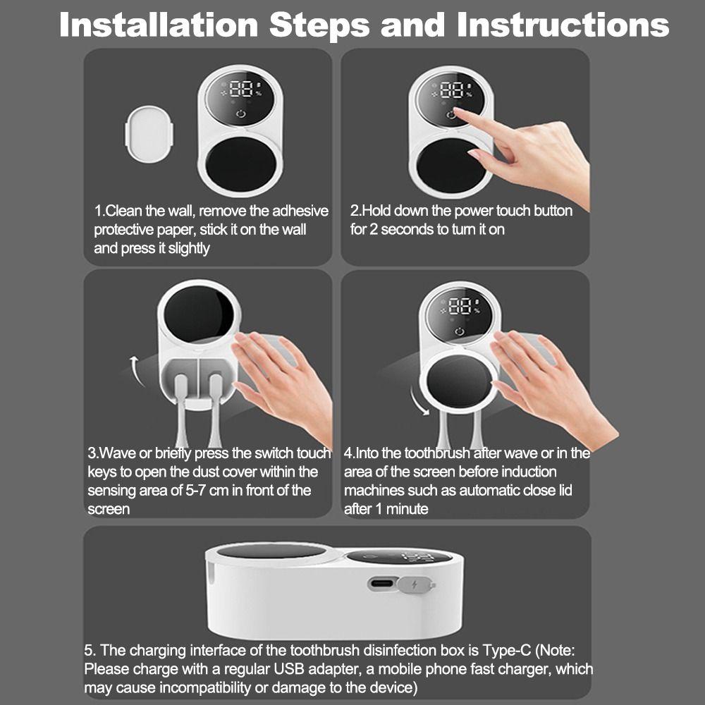 Wall Mounted Smart Toothbrush Rack Electric Shelf Toothbrush Intelligent Drying Rack For Home