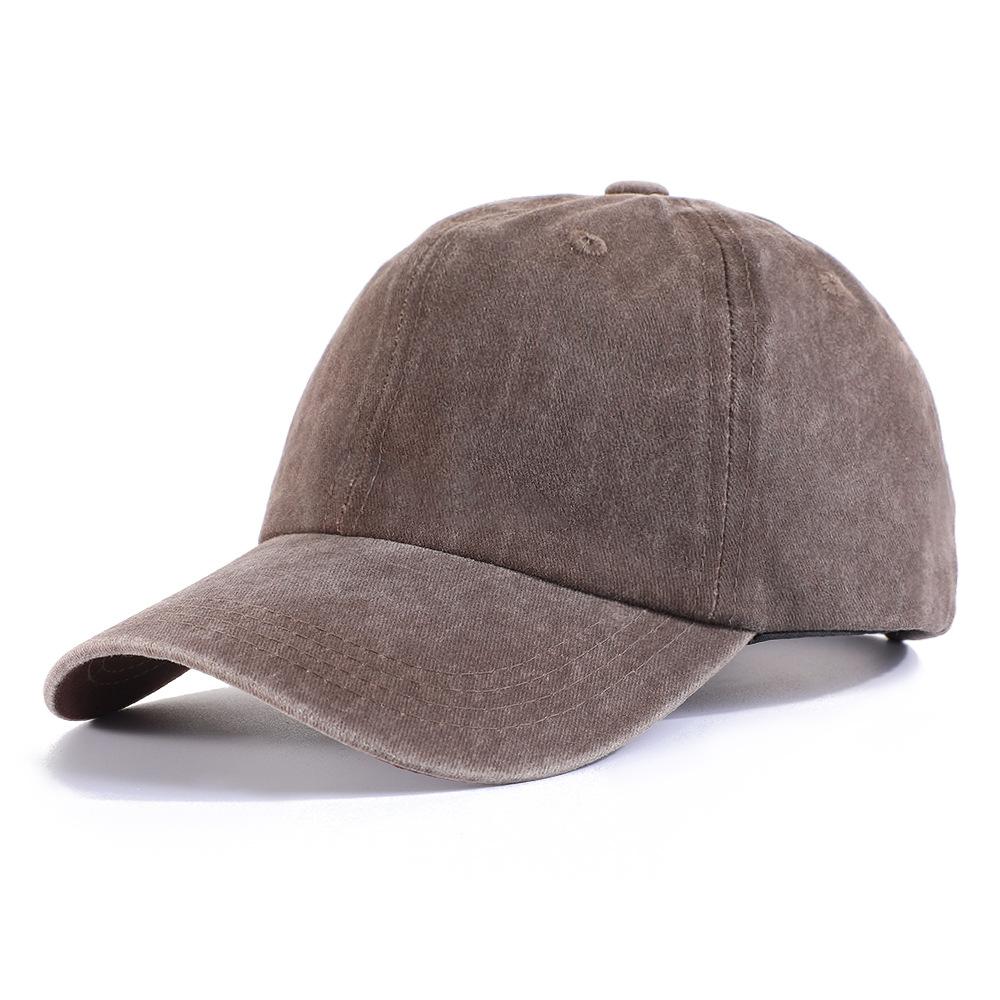 American soft-top baseball cap women's old washed peaked cap solid color sports sun hat men's light board curved brim hat