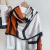 Новый контрастный шарф с буквами Модный длинный шарф Осенне-зимнее тепло Тонкая шаль Небрежное пляжное полотенце