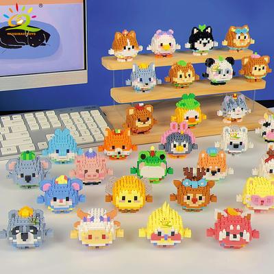 HUIQIBAO Мини Милые животные Микро Строительные блоки 3D Алмаз Пчела Кошка Панда Модель Кирпичики Сделай сам Городские Строительные Игрушки для Детей