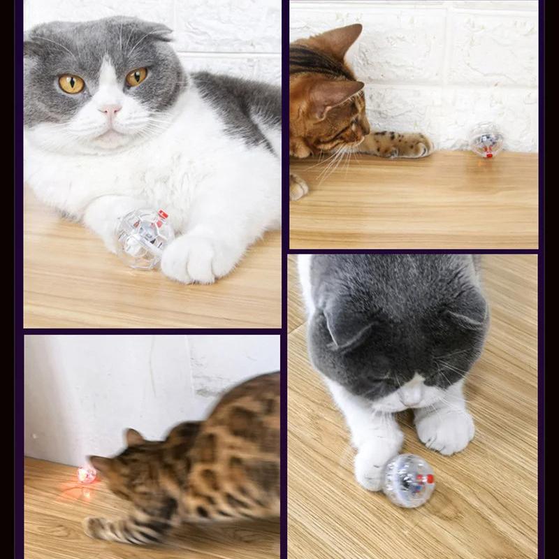Glowing Ball Cat Toy Football Shape Bounce Ball Toys for Dog Cats Interactive Training Kitten Toys with LED Light Pet Supply