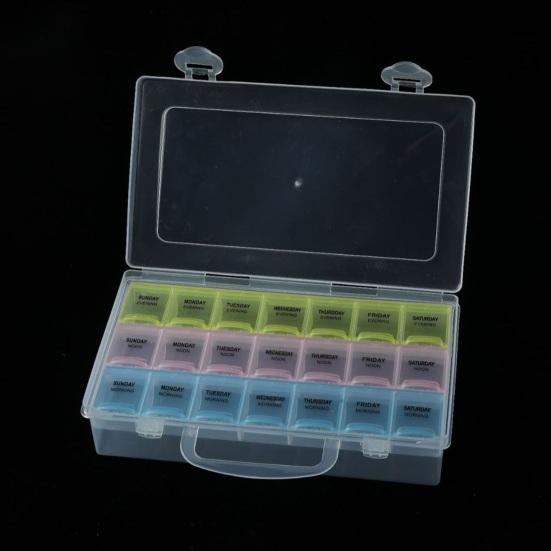 Еженедельный органайзер для таблеток, контейнер для хранения с крышкой с пружинным замком, большой емкости, без BPA, контейнер для таблеток большой емкости