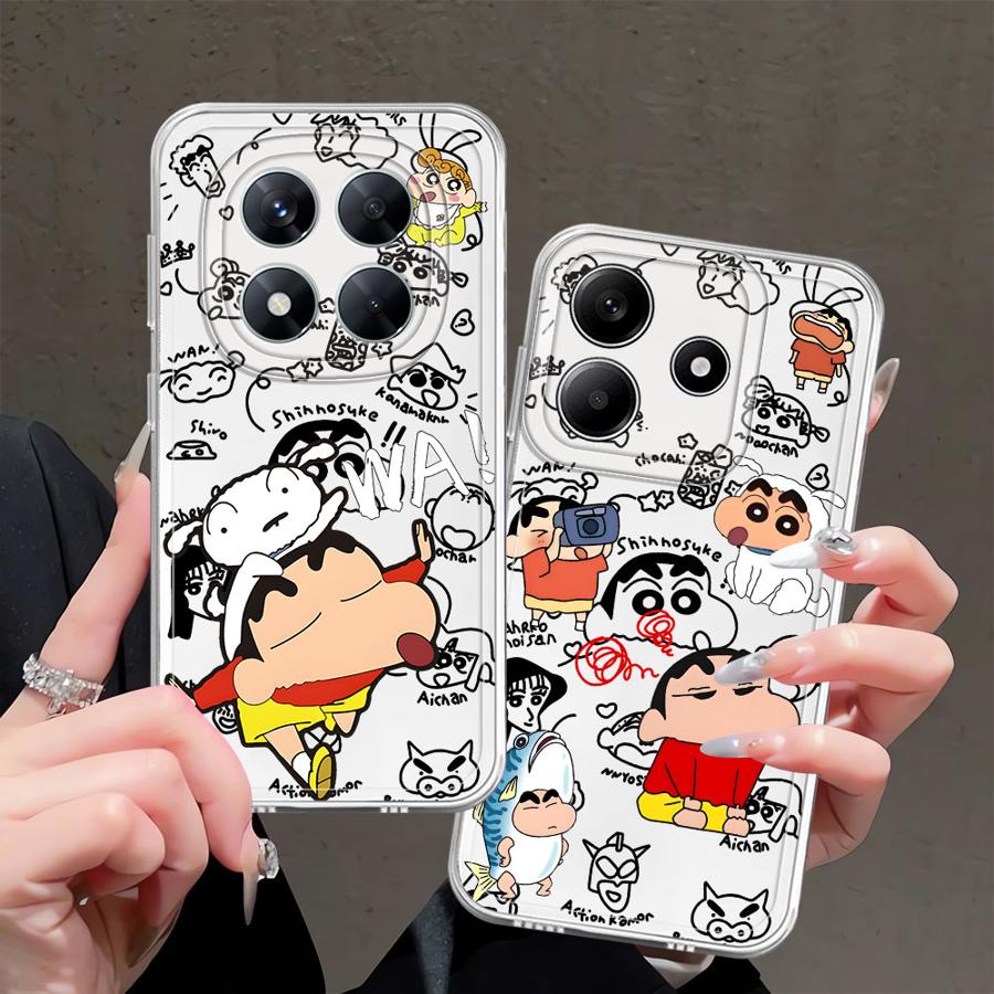 Case for Xiaomi Redmi Note 14 Pro Plus 14C 10S 11 9 10 12S Note 13 11S 13C A4 12 Soft Phone Cover Shark Crayon Shin Chan