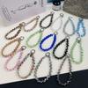 Glitter Crystal Bead Keychain Transparent Phone Lanyard Wrist Crystal Chain for Women Girls