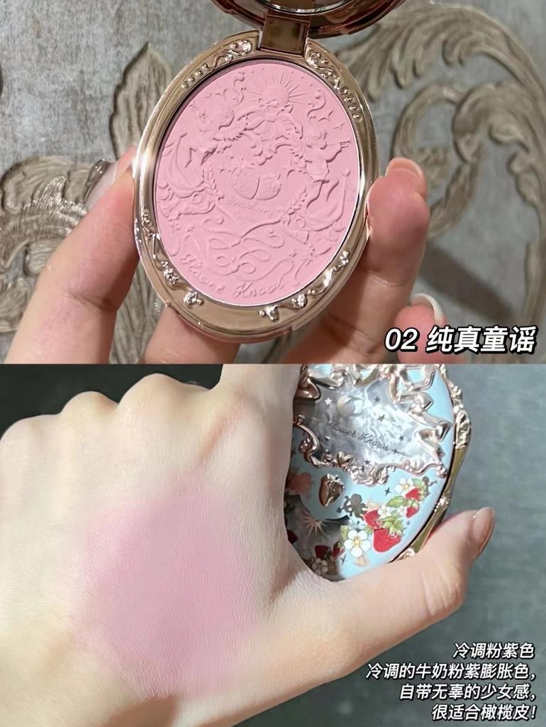 Палетка румян и контуринга FlowerKnow Unicorn Strawberry Rococo с тиснением, хайлайтер и многофункциональные кремовые румяна