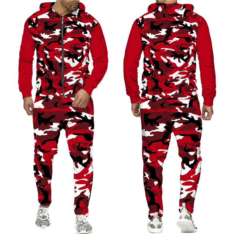 Весенне-осенний камуфляжный принт, мужские толстовки на молнии, брюки, костюм, уличная куртка с капюшоном в стиле милитари, спортивная одежда, спортивный костюм, комплект из двух предметов