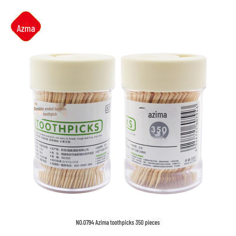 Одноразовая двухсторонняя банка для зубочисток с откидной крышкой - 550 индивидуально упакованных бамбуковых зубочисток для ресторанов и отелей