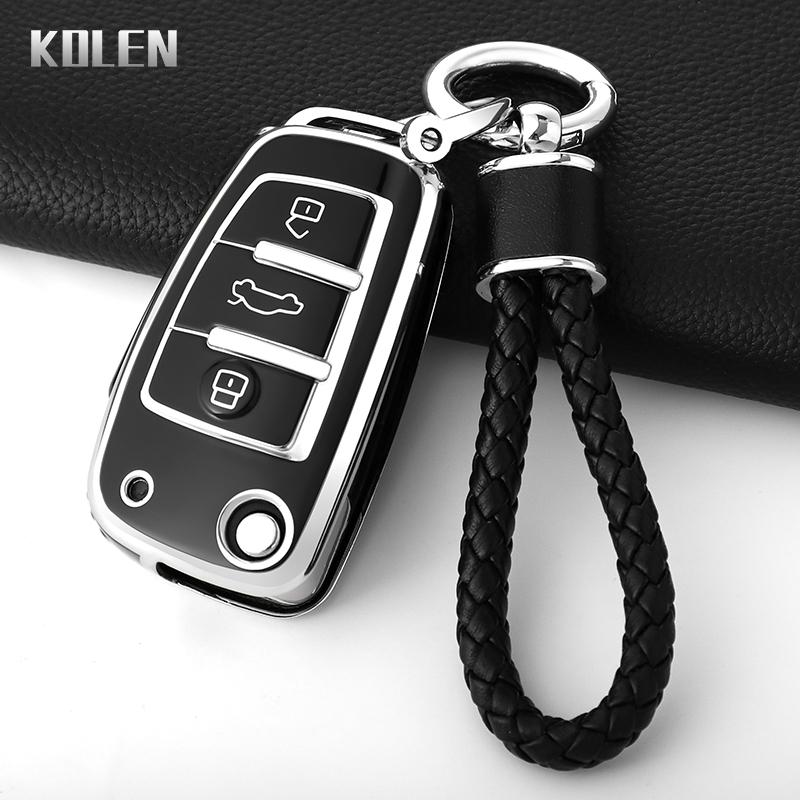 TPU Car Key Case Cover Shell Fob for C5 C6 R8 A1 A3 A4 A5 A6 A7 Q3 Q5 Q7 S6 B6 B7 B8 8P 8V 8L TT RS RS3 S3 Sline Keychain