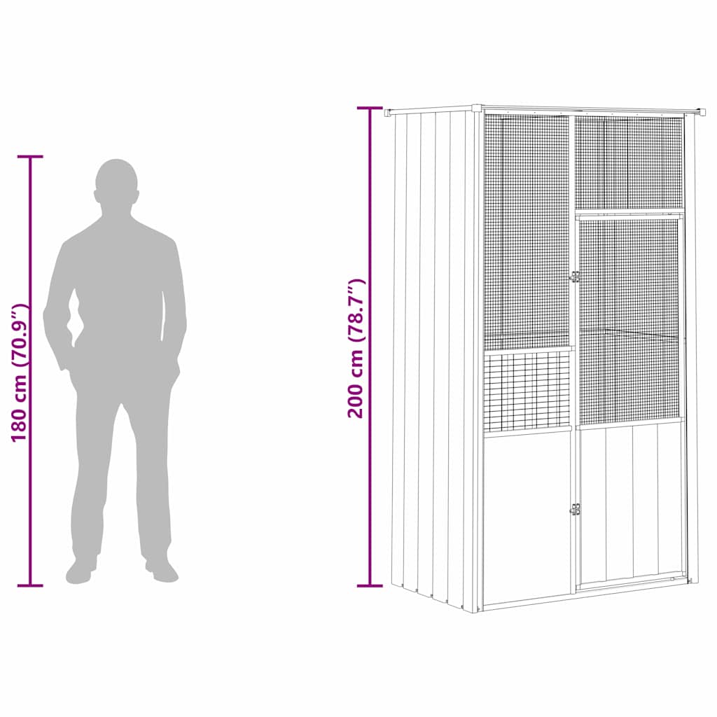 Aviary Gray 115 x 78 x 200 cm Galvanized Steel