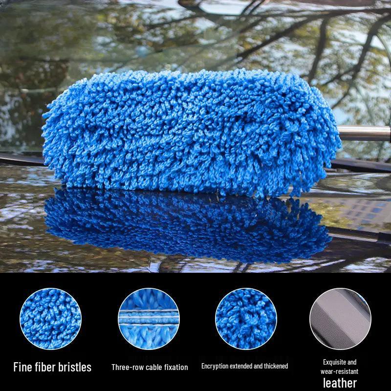 Выдвижная волоконная щетка для мытья автомобиля - Шенилловая восковая швабра для удаления пыли и протирания