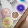 Acrylic Coaster Gradient Wave Design Cup Pads Heat-Resistant Round Table Mats for Drinks Decorative Kitchen Essentials