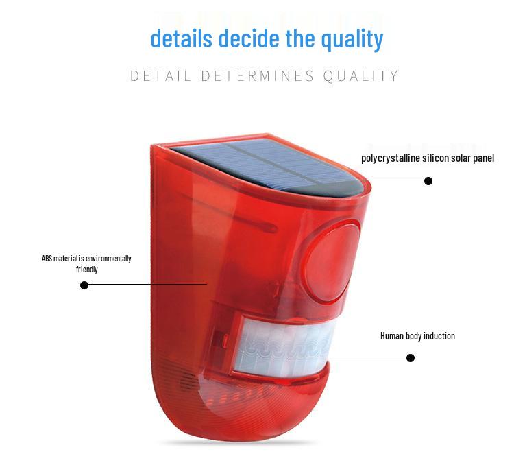 Solar-Powered Wireless Motion Sensor Alarm with Sound and Light for Anti-Theft and Animal Repellent