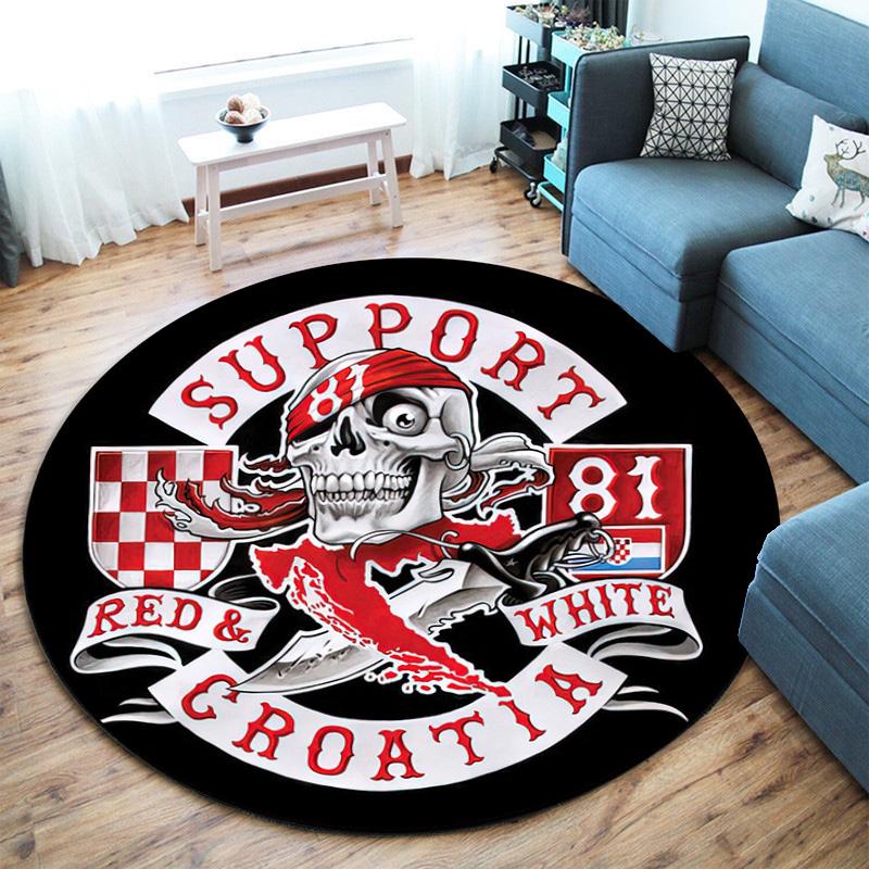 Gang violence Motorcycle enthusiasts Hells Angels Motorcycle Club circular carpet is soft, home, bedroom, door mat decoration, and non slip carpet E5