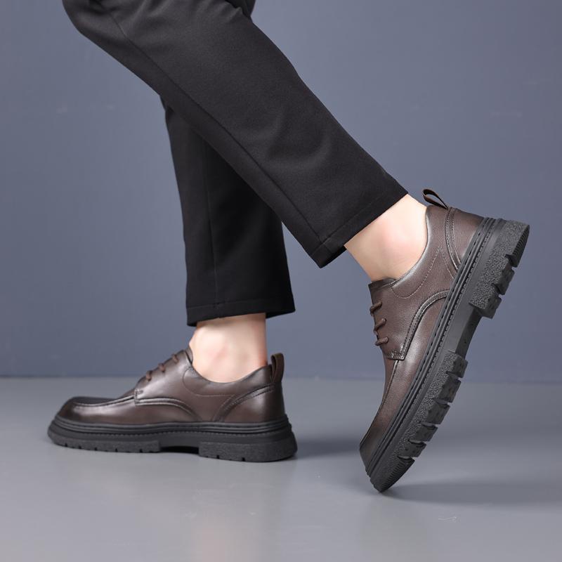 Кожаные туфли на платформе для мужчин со шнуровкой, черные уличные итальянские формальные ботинки, оригинальные дизайнерские повседневные деловые туфли для мужчин