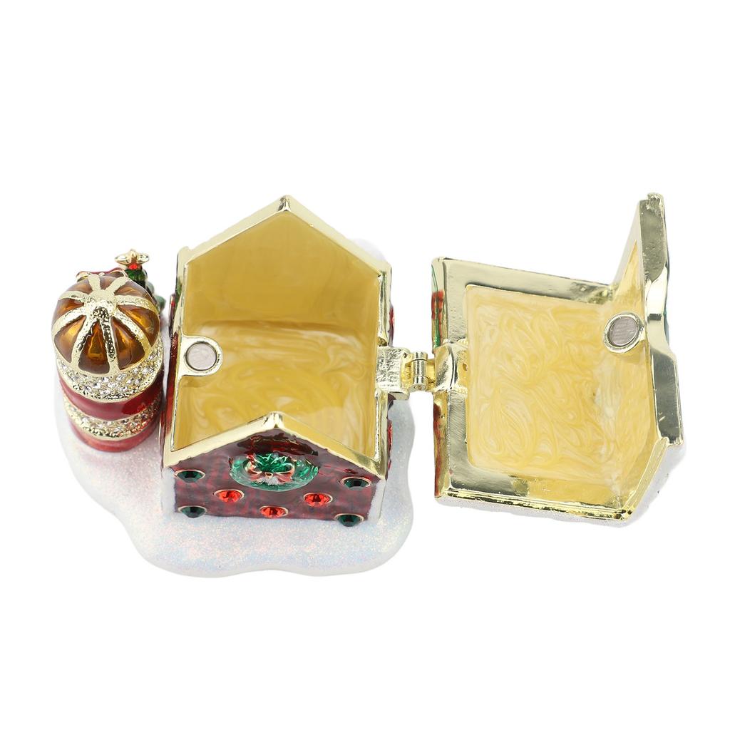 Фигурка в виде рождественского домика, шкатулка для безделушек, на петлях, коллекционные стразы, украшенные драгоценностями, расписанные эмалью