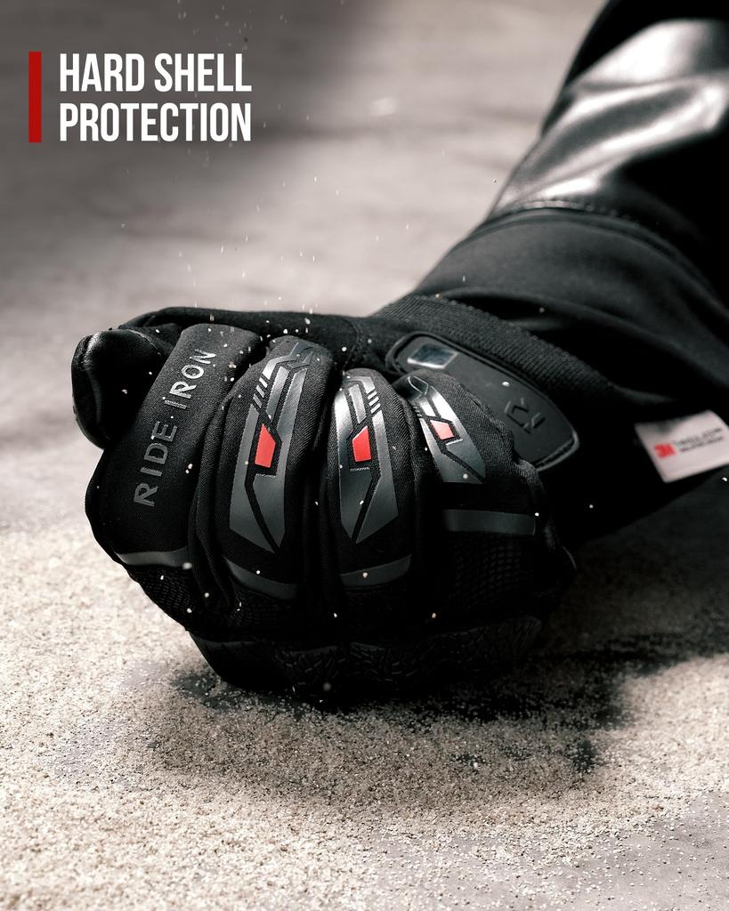 RIDEIRON Motorcycle Smartphone Cold Gloves, Winter, Waterproof, Compatible, Weather, Windproof, Protective, Fleece-Lined, Anti-Slip