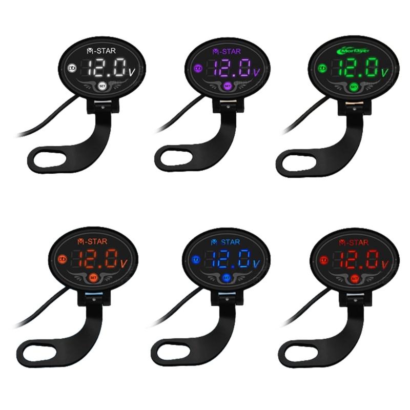 Digital Voltmeter for Motorcycle Accessory Voltmeter Gauge for DC 9-24V Panel Meter Waterproof LED Display Voltm