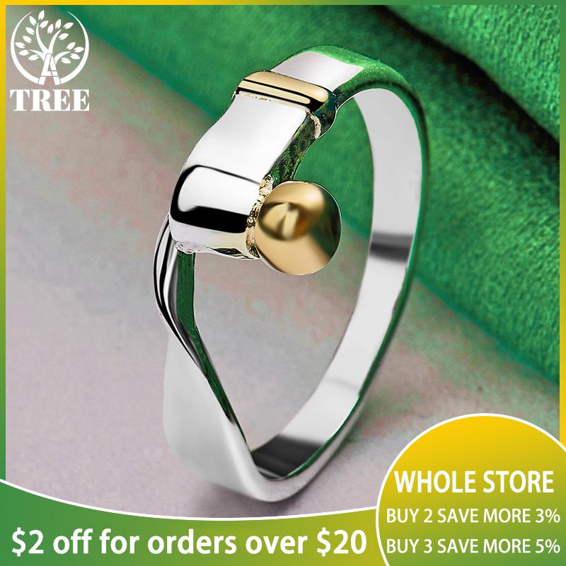 Unique 925 Sterling Silver Women Golden Beads Rings Fashion Party Engagement Wedding Anniversaries Charm Jewelry Birthday Gift