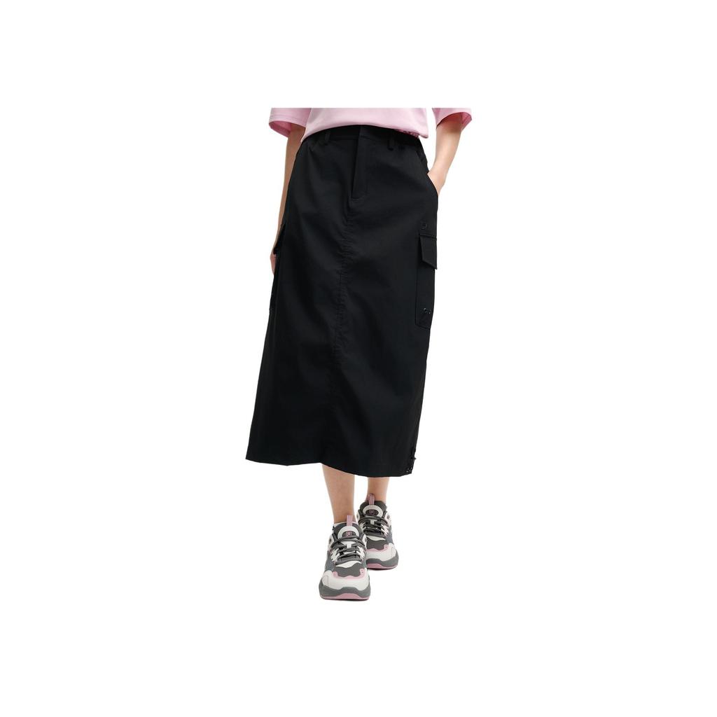 New FILA ORIGINALE Casual Long Skirt Women's Jet Black F51W529311F-BK